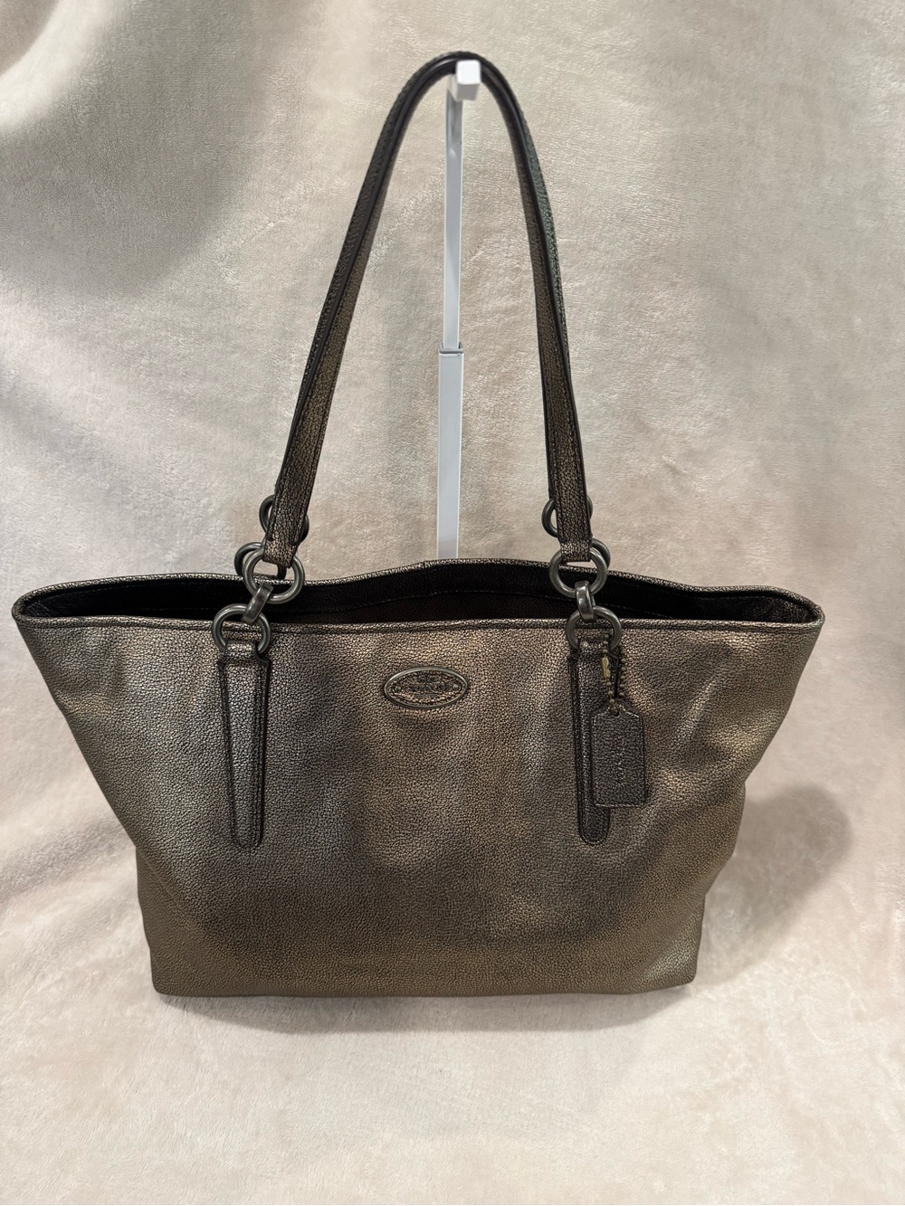 Coach Chicago Ellis Metallic Bronze Pebbled Leather Tote